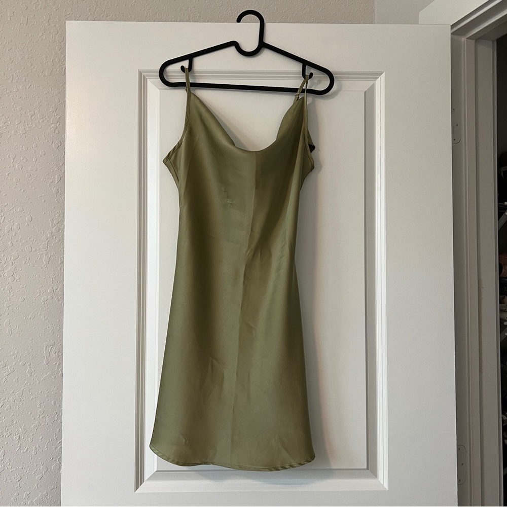 Satin Light Green Dress